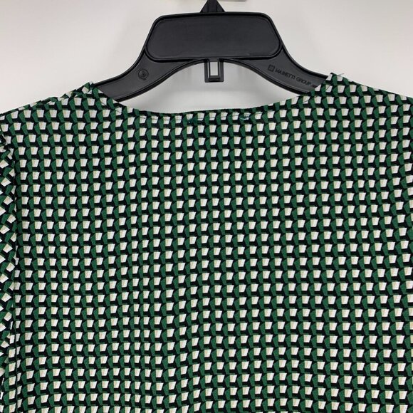 Cece Top Tie Sleeve V Neck Green Geometric Printed Blouse NWT - Picture 10 of 11